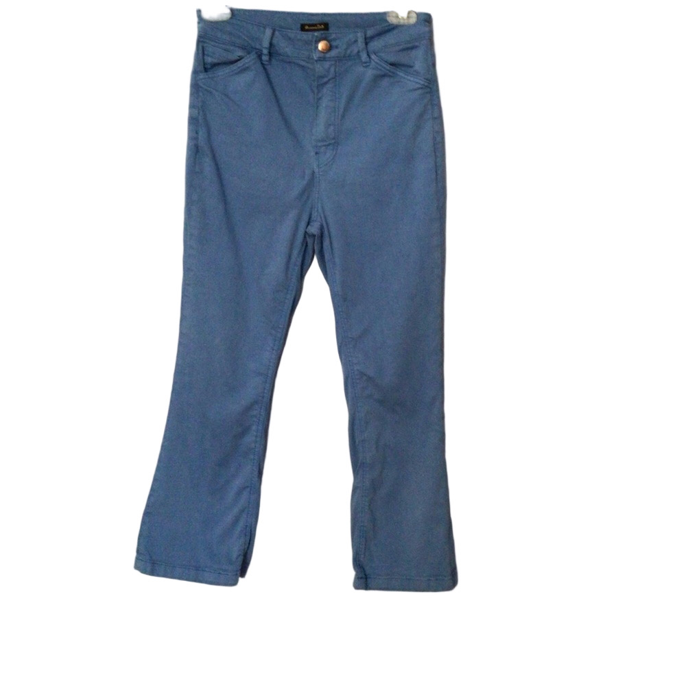 Massimo Dutti High Rise Blue Skinny Crop Flare Kick Pants Sz 4